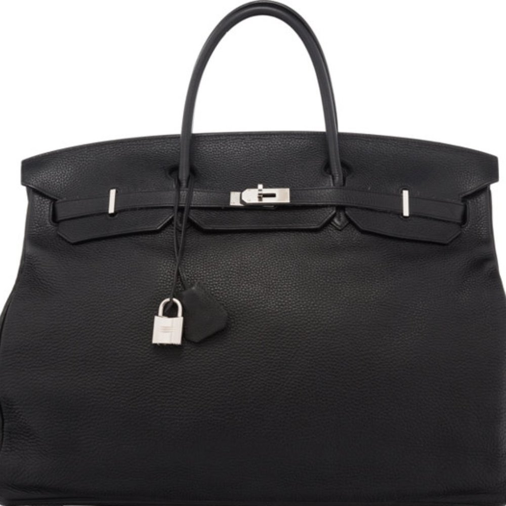 Hermès 55cm Black Leather Lg. Birkin Bag Palladium